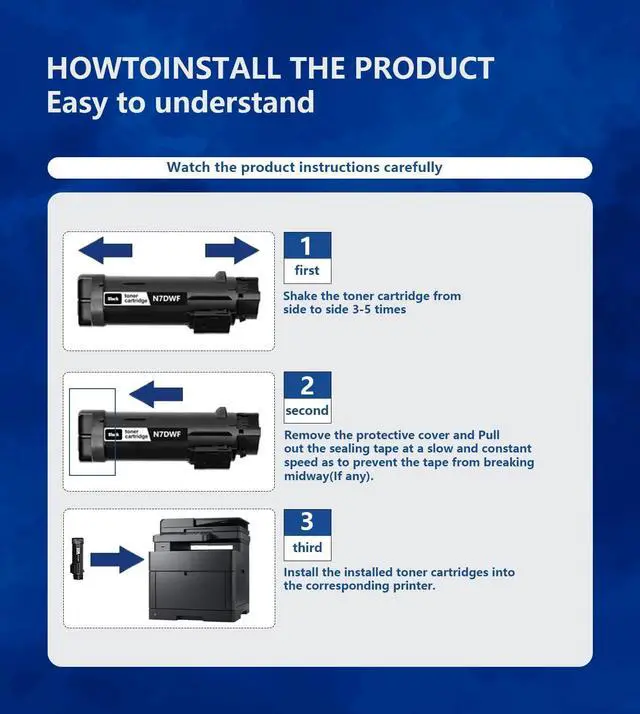 Alt view image 6 of 6 - Ennovor H625 H825 Toner Cartridges High Yield 5 Pack (2Black, Cyan, Magenta, Yellow) - Loment Compatible N7DWF P3HJK 5PG7P 3P7C4 Toner Replacement for Dell H625cdw H825 H825cdw S2825cdn S2825 Printer