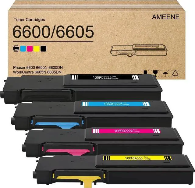 Main image of Phaser 6600 / WorkCentre 6605 High Yield Toner Cartridge Set (4-Pack, B/C/M/Y),106R02225 106R02226 106R02227 106R02228 Replacement for Xerox Phaser 6600 6600N 6600DN WorkCentre 6605N 6605DN Printers