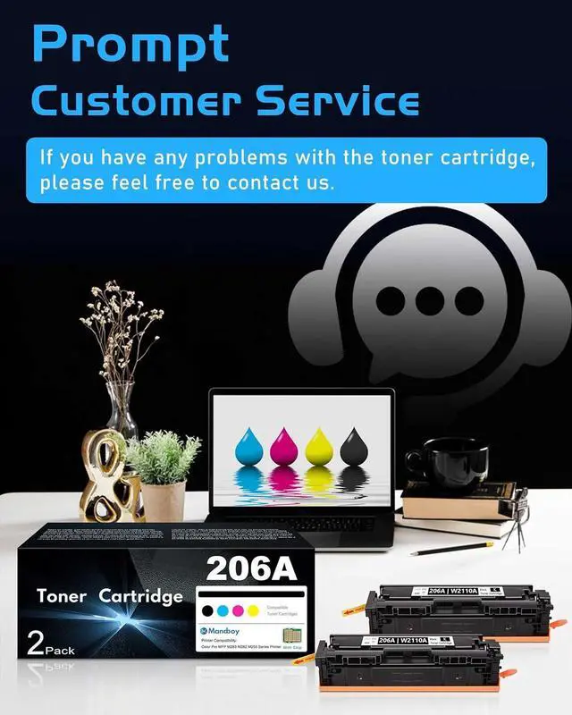 Alt view image 7 of 7 - Ennovor 206A Black Toner 2-Pack Replacement for HP 206A Black Toner Cartridge for Color MFP m283fdw M283cdw M283fdn M255nw M255dw M255dn M282nw Printer (with Chip)