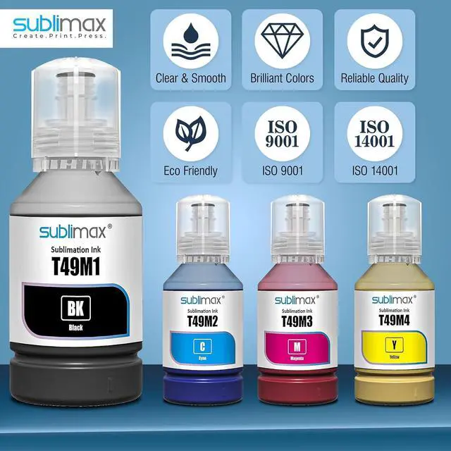 Alt view image 3 of 7 - Ennovor Sublimation Ink Compatible for F170 and F570 Printer - Bundle with Sublimation Paper, Gloves and 3 Tapes (T49M1 Black, T49M2 Cyan, T49M3 Magenta, T49M4 Yellow)