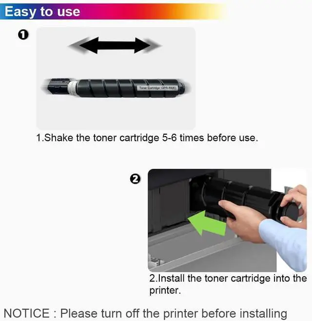 Alt view image 4 of 6 - GPR-55 GPR55 Toner Cartridge Replacement for Canon GPR-55 imageRUNNER Advance iR-ADV C5535 C5535i C5540 C5540i C5550 C5550i C5560 C5560i Printer Ink (Black Cyan Magenta Yellow, 4-Pack)