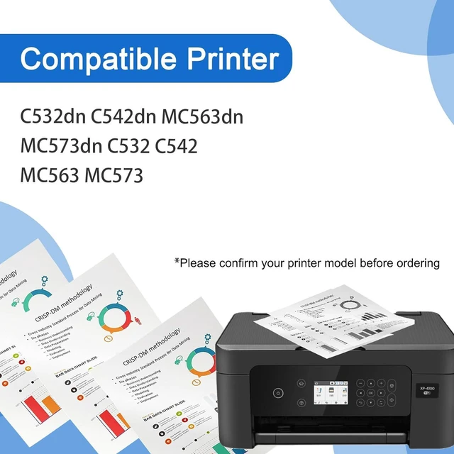 Alt view image 2 of 7 - C532/MC573 Toner Cartridge Compatible for OKI C532/MC573 46490601Yellow Toner Cartridges Work for OKI C532dn C542dn MC563dn MC573dn C532 C542 MC563 MC573 Printer