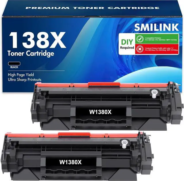 Main image of Ennovor 138X W1380X Black Toner Cartridge Compatible Toner Cartridge Replacement for HP 138X W1380X 138A W1380A for Pro 3001dw 3001fdw MFP 3101fdw Series Printer Ink (2-Pack)