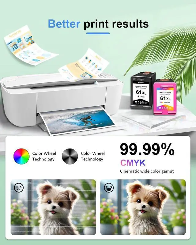 Alt view image 4 of 6 - 61XL Ink Cartridge Combo Pack Replacement for HP 61 Black/Tri-Color Ink for HP DeskJet 1000 1010 1050 1510 2050 2510 2540 Envy 4500 5530 OfficeJet 2620 4630 (1Black/ 1Tri-Color)