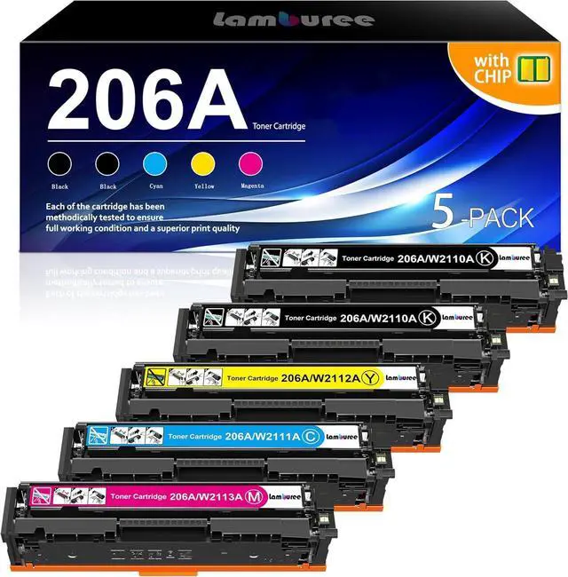 Main image of Ennovor 206A Toner Cartridges High Yield 5 Pack Replacement for HP Color MFP M282 M283 M285 M282nw M283fdn M283fdw M283cdw Pro M255 M256 Toner Printer(2Black 1Cyan 1Magenta 1Yellow) | 206A W2110A