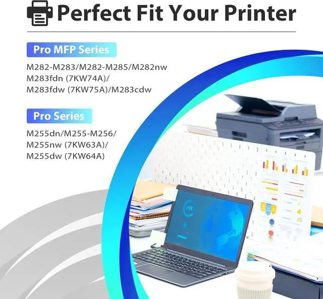 Alt view image 2 of 7 - Ennovor 206A Toner Cartridges High Yield 5 Pack Replacement for HP Color MFP M282 M283 M285 M282nw M283fdn M283fdw M283cdw Pro M255 M256 Toner Printer(2Black 1Cyan 1Magenta 1Yellow) | 206A W2110A