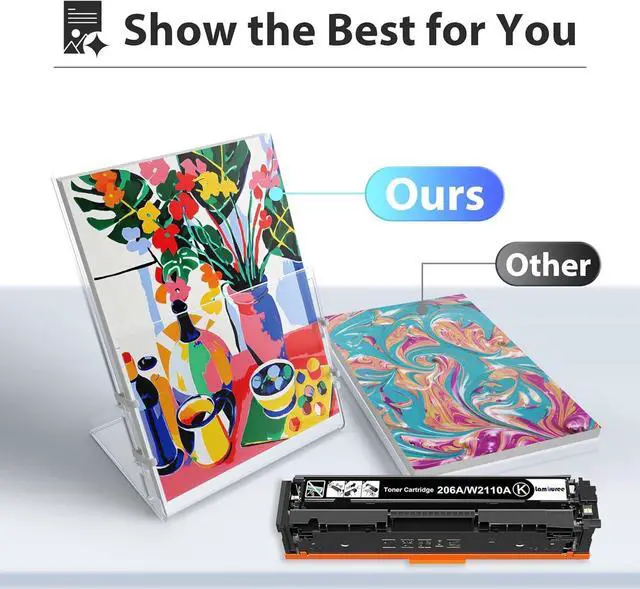 Alt view image 4 of 7 - Ennovor 206A Toner Cartridges High Yield 5 Pack Replacement for HP Color MFP M282 M283 M285 M282nw M283fdn M283fdw M283cdw Pro M255 M256 Toner Printer(2Black 1Cyan 1Magenta 1Yellow) | 206A W2110A