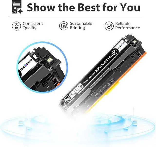 Alt view image 5 of 7 - Ennovor 206A Toner Cartridges High Yield 5 Pack Replacement for HP Color MFP M282 M283 M285 M282nw M283fdn M283fdw M283cdw Pro M255 M256 Toner Printer(2Black 1Cyan 1Magenta 1Yellow) | 206A W2110A