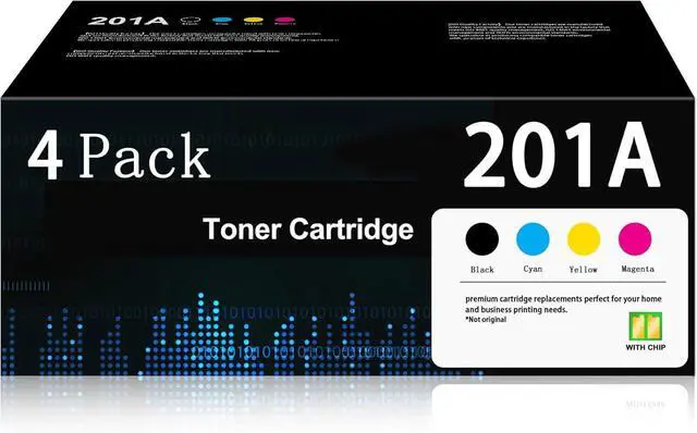 Main image of 201A Toner Cartridge 4 Pack with Chip Replacement for HP 201A 201X CF400A CF400X Works with Color Laserjet Pro MFP M277dw Toner M277n M252dw Printers - CF400AQ1 Black Cyan Yellow Magenta