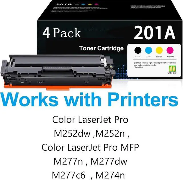 Alt view image 2 of 6 - 201A Toner Cartridge 4 Pack with Chip Replacement for HP 201A 201X CF400A CF400X Works with Color Laserjet Pro MFP M277dw Toner M277n M252dw Printers - CF400AQ1 Black Cyan Yellow Magenta