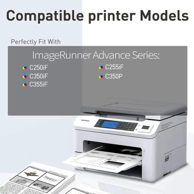 Alt view image 2 of 5 - Remanufactured Toner Cartridge Replacement for Canon GPR-51 GPR51 8516B003AA 8517B003AA 8518B003AA 8519B003AA for Canon ImageRunner Advance C250 C250if C350 C350if (4 Pack,BCMY)