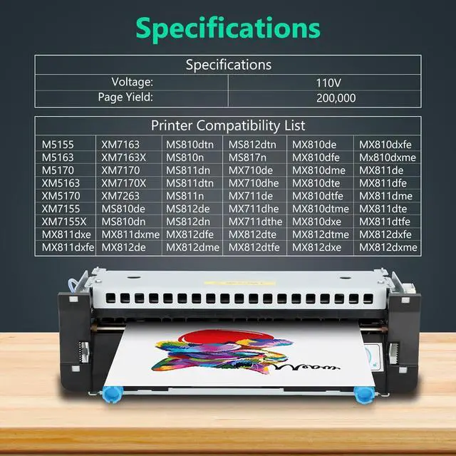 Alt view image 2 of 7 - Ennovor 40X8420 40X8425 Fuser Maintenance Kit Compatible with Lexmark MS810/ MS811 / MS812 / MX710 / MX711 / MX810 / MX811 / MX812 Printers Includes 40X7743 Fuser (110V)