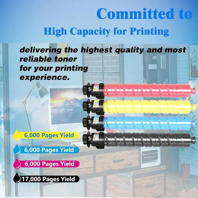 Alt view image 3 of 5 - Ennovor MPC406 MPC306 Toner Cartridge Set Black Cyan Magenta Yellow Compatible with Ricoh MP C307 MP C306 MP C406 MP C407 Printer Cartridge 842091 842092 842093 842094