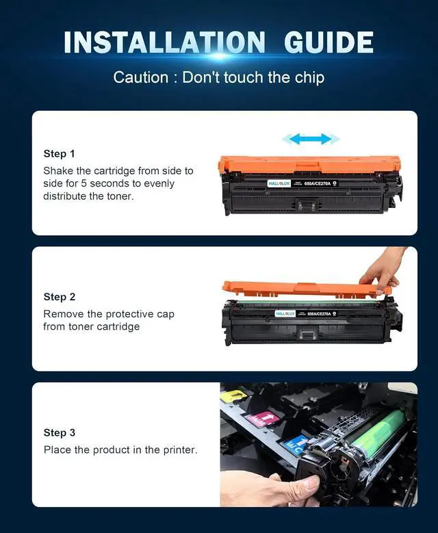 Alt view image 4 of 6 - Ennovor 650A Toner Cartridges CE270A CE271A CE272A CE273A Replacement for HP 650A Toner Cartridges Compatible for HP Color Enterprise CP5525dn CP5525n CP5525xh M750dn M750n M750xh (4 Pack)