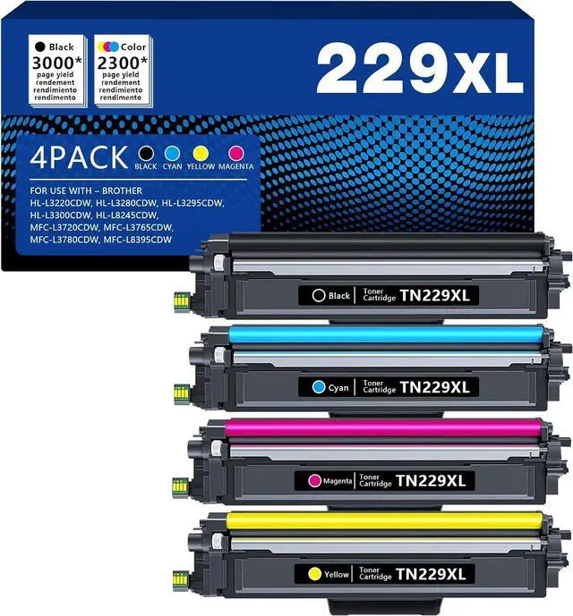 Main image of Ennovor YesInk TN229XL TN229 TN2294PK 4-Pack Printer Toner Cartridges Compatible with MFC-L3780CDW MFC-L3720CDW HL-L3280CDW HL-L3220CDW HL-L3295CDW TN229XL