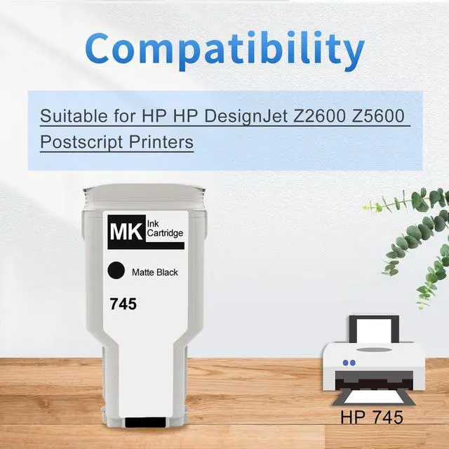 Alt view image 3 of 7 - 745 Ink Cartridge Replacement for HP745 F9K05A for HP 745 Matte Black for HP DesignJet Z2600 Z5600 Postscript Printers (300ML - Matte Black)