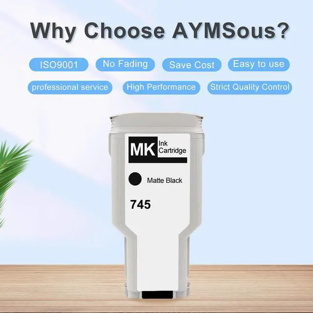 Alt view image 7 of 7 - 745 Ink Cartridge Replacement for HP745 F9K05A for HP 745 Matte Black for HP DesignJet Z2600 Z5600 Postscript Printers (300ML - Matte Black)