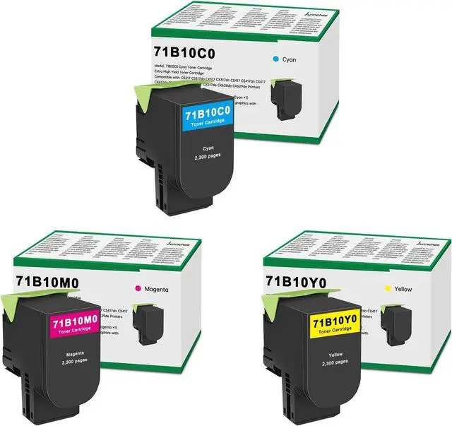 Main image of Remanufactured CS317 Toner Cartridge Replacement for Lexmark 71B10C0 Cyan 71B10M0 Magenta 71B10Y0 Yellow 71B0020 71B0030 71B0040 for CS317 CS317dn CX317 CX317dn CS417 CS417dn CX417 Printer, 3-Pack