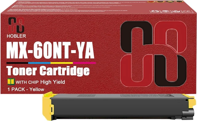 Main image of MX-60NT Toner Cartridges Compatible for Sharp MX-60NTBA MX-60NTCA MX-60NTMA MX-60NTYA Toner Cartridge Work for Sharp MX-2630 3050 3070 3550 3570 4050 4070 Printers 1 Yellow Pack