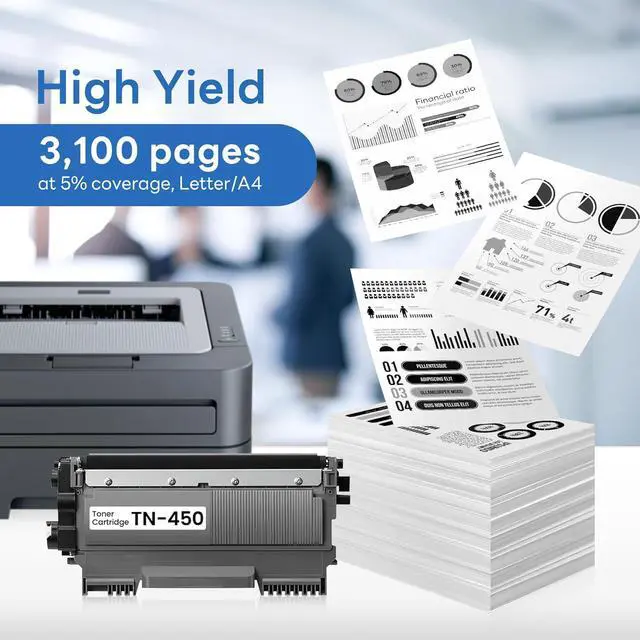 Alt view image 3 of 6 - TN450 TN-450 Compatible TN450 Black High Yield Toner Cartridge Replacement for Brother TN-450 Intellifax-2840 HL-2240 HL-2230 MFC-7860DW MFC-7360N Toner Cartridge (2 Pack).
