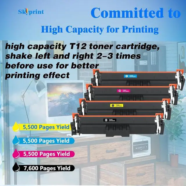Alt view image 3 of 5 - Ennovor T12 T12L High Capacity Toner Cartridge Compatible with Canon T12 Toner Cartridges use for Canon i-SENSYS X C1333i C1333iF C1333P 1333C Printer.(4-Pack Black Cyan Magenta Yellow)