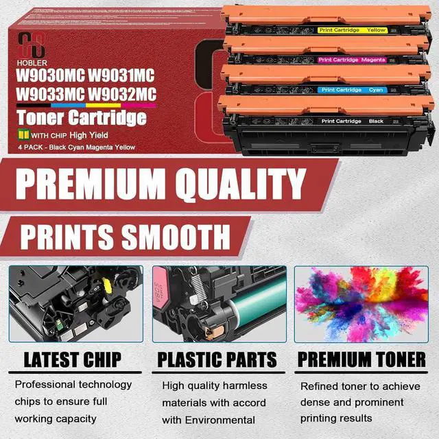 Alt view image 4 of 7 - Replacement W9030MC W9031MC W9033MC W9032MC Toner Cartridges Compatible for HP Color LaserJet Managed MFP E67550dh E67650dh E67560z E67660z Printers 1 Cyan Pack