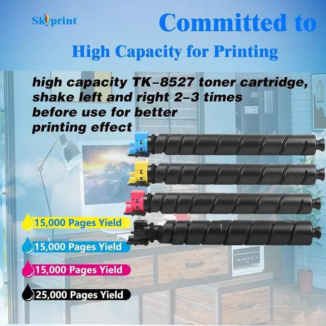Alt view image 3 of 5 - Ennovor TK8527 TK-8527 Toner Cartridges Compatible Kyocera TK-8527 Toner use for Kyocera TASKalfa 3552ci 3553ci 4052ci 4053ci Printers Black Cyan Magenta Yellow