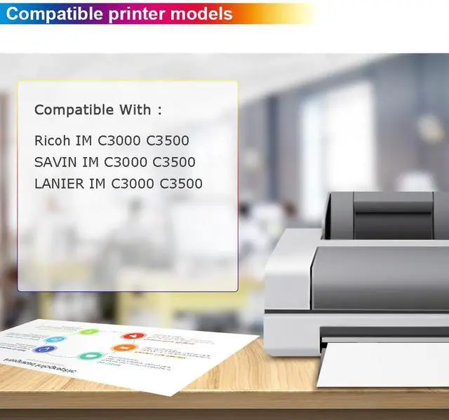 Alt view image 2 of 6 - IM C3000 C3500 Toner Cartridge 842251 842254 842253 842252 Replacement for Ricoh Savin Lanier IMC3500 IMC3000 Printer Ink (Black Magenta Cyan Yellow, 4-Pack)