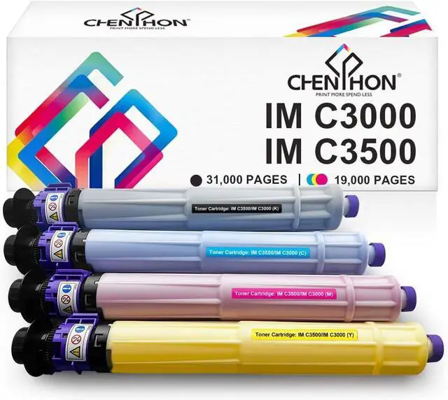 Main image of IM C3000 C3500 Toner Cartridge 842251 842254 842253 842252 Replacement for Ricoh Savin Lanier IMC3500 IMC3000 Printer Ink (Black Magenta Cyan Yellow, 4-Pack)