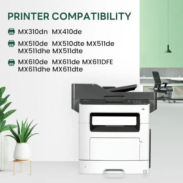 Alt view image 3 of 5 - 60F1H00 601H Remanufactured Toner Cartridge Replacement for Lexmark 601H 60F1H00 MX310DN MX410DE MX510DE MX511DE MX611DE Printer Ink Black 2 Pack [20,000 Pages]
