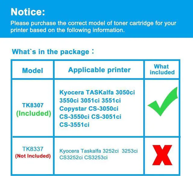 Alt view image 2 of 6 - Ennovor LCL TK-8307 TK8307 Toner Cartridge Replacement for Kyocera TK8307K TK-8307K TK-8307C TK-8307M TK-8307Y for Kyocera TASKalfa 3050ci 3550ci 3051ci 3551ci Printers (4-Pack, KCMY)