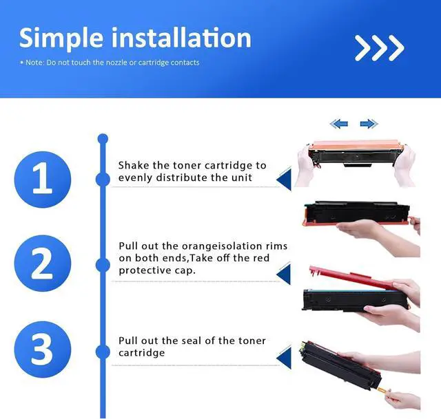 Alt view image 5 of 7 - 410A Toner Cartridges 5 Pack (with Chip) Replacement for HP 410A 410X Compatible with MFP M477fdw M477fdn M477fnw M452dn M452dw M452nw M377dw Printer Toner CF410A CF411A CF412A CF413A (B/C/Y/M)