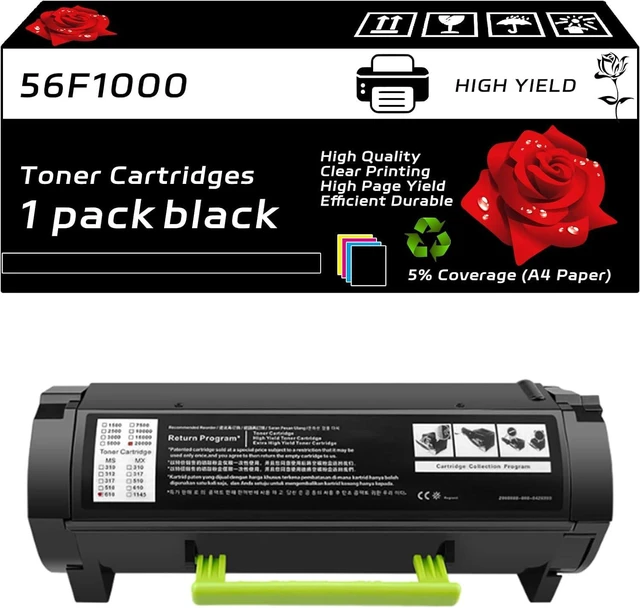 Main image of 56F1000 Toner Cartridges Compatible with Lexmark MX321adn MX321adw MX421ade MX521ade MX521de MX522adhe MX622ade MX622adhe Printers, High Yield 7000 Pages, Vibrant Colors (Black)
