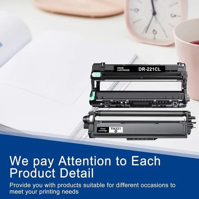 Alt view image 6 of 7 - 1 Pack TN221 Black Toner Cartridge and 1 Pack DR221CL Black Drum Unit Replacement for Brother TN-221 DR-221CL DR221 with MFC-9140CDN 9330CDW 9340CDW HL-3140CW HL-3170CDW Printer TN221 DR221CL