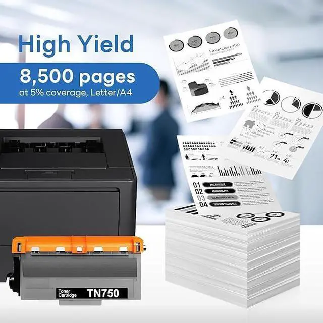 Alt view image 3 of 6 - TN750 TN720 Toner Compatible TN-750 High Yield Black Toner Cartridge Replacement for Brother TN-750 TN-720 MFC-8810DW MFC-8710DW HL-5450DN MFC-8950DW Printer Toner (4 Pack)