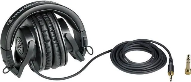 Alt view image 4 of 6 - Audio-Technica ATH-M30x Professional Monitor Headphones | Black Bundled with Over The Ear Headphones Stand + Cleaning Cloth (3 Items)