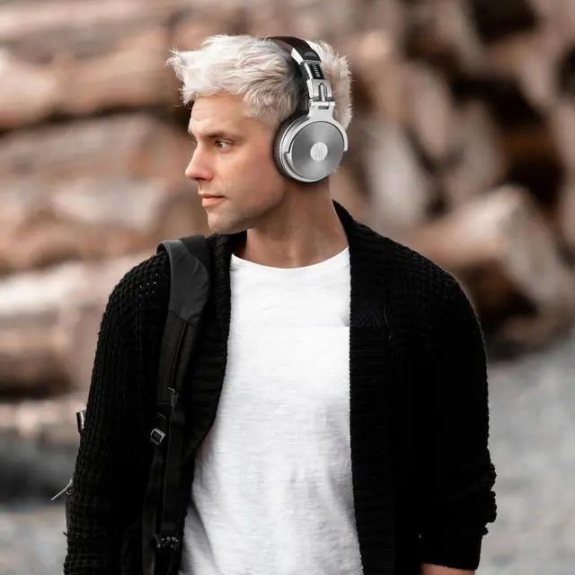 Alt view image 4 of 7 - OneOdio Bluetooth Over Ear Headphones, 110 Hrs Wireless/Wired Stereo Sound Foldable Headsets with Deep Bass 50mm Neodymium Drivers for PC/Phone/Tablet - Studio Wireless Pro C, Silver
