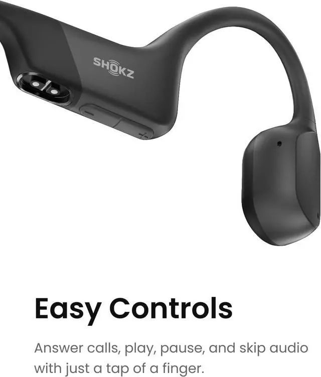 Alt view image 7 of 7 - SHOKZ OpenRun - Open-Ear Bluetooth Bone Conduction Sport Headphones, Sweat Resistant Wireless Earphones for Workouts and Running, Built-in Mic, with Hair Band, Black