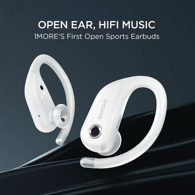 Alt view image 2 of 7 - 1MORE Fit Open Earbuds S50, Open Ear Wireless Headphones Bluetooth 5.3 with 4 Microphone, Earbuds with Earhooks for Sports Running, IPX7, Fast Charging, 38H-Playtime, Preset EQ Via App, White