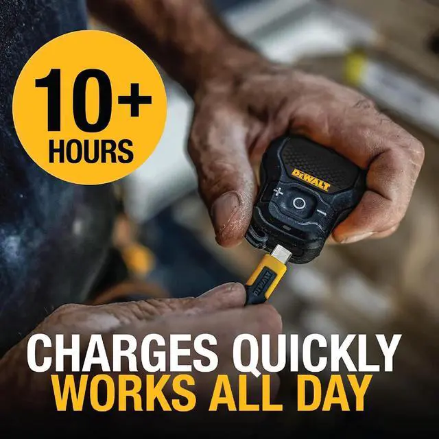 Alt view image 6 of 7 - DEWALT Limited Edition Jobsite Audio Bundle  2-in-1 Neckband Headphones & Clip-On Wearable Bluetooth Speaker (Black - Limited Edition)