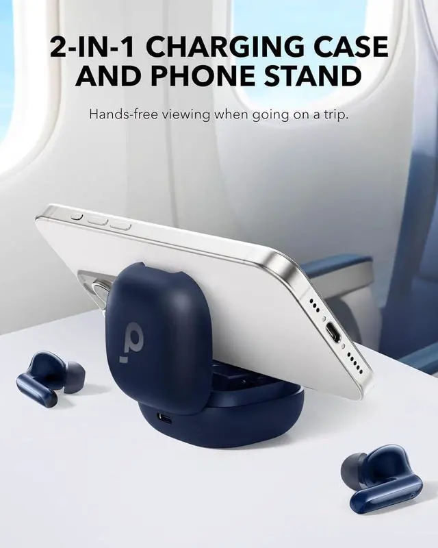 Alt view image 2 of 7 - P40i by  Noise Cancelling Wireless Earbuds Adaptive Noise Cancelling to Environments Heavy Bass 60H Playtime 2-in-1 Case and Phone Stand IPX5 Wireless Charging Bluetooth 5.3