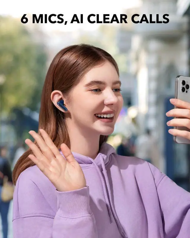 Alt view image 6 of 7 - P40i by  Noise Cancelling Wireless Earbuds Adaptive Noise Cancelling to Environments Heavy Bass 60H Playtime 2-in-1 Case and Phone Stand IPX5 Wireless Charging Bluetooth 5.3