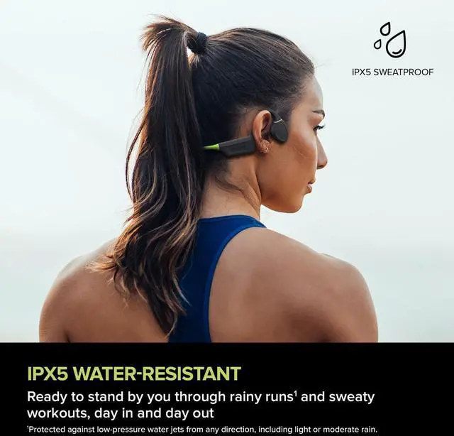 Alt view image 4 of 7 - Creative Outlier Free+ Wireless Bone Conduction Headphones with Adjustable Transducers, IPX5 Sweat and Splash Resistance, Multipoint connectivity, Up to 10 Hours of Battery Life (Grey and Lime Green)