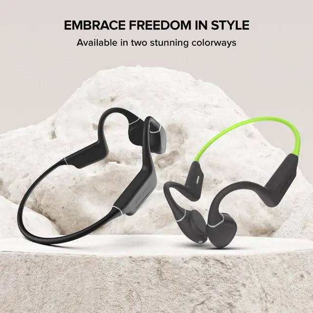 Alt view image 5 of 7 - Creative Outlier Free+ Wireless Bone Conduction Headphones with Adjustable Transducers, IPX5 Sweat and Splash Resistance, Multipoint connectivity, Up to 10 Hours of Battery Life (Grey and Lime Green)