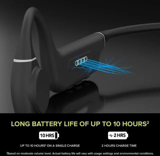 Alt view image 6 of 7 - Creative Outlier Free+ Wireless Bone Conduction Headphones with Adjustable Transducers, IPX5 Sweat and Splash Resistance, Multipoint connectivity, Up to 10 Hours of Battery Life (Grey and Lime Green)