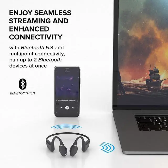 Alt view image 7 of 7 - Creative Outlier Free+ Wireless Bone Conduction Headphones with Adjustable Transducers, IPX5 Sweat and Splash Resistance, Multipoint connectivity, Up to 10 Hours of Battery Life (Grey and Lime Green)