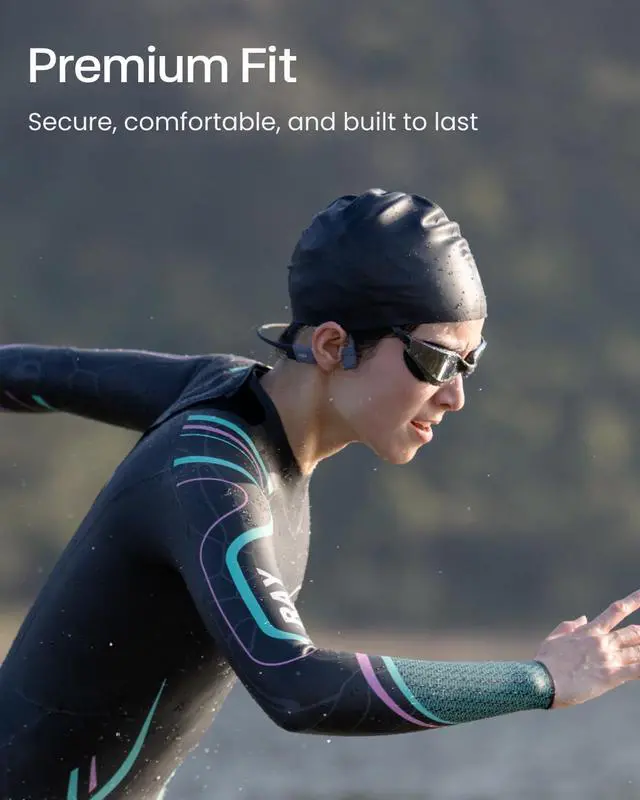 Alt view image 6 of 7 - SHOKZ OpenSwim Pro - Open-Ear Bluetooth & MP3 Bone Conduction Sport Headphones, Swimming Headphones, IP68 Waterproof, Grey