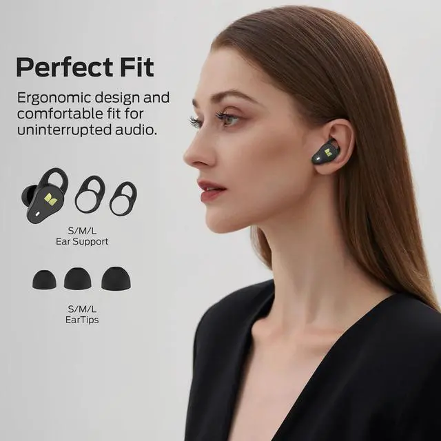 Alt view image 2 of 7 - Monster N-Lite 210 Wireless Earbuds, Bluetooth 5.4 in-Ear Stereo Headphones, Built-in Mic for Crystal Clear Call, 32H Playtime, Type-C Charging, Waterproof in-Ear Ear Buds Earphones for Sports, Black