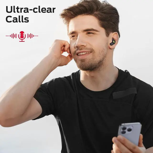 Alt view image 7 of 7 - Monster N-Lite 210 Wireless Earbuds, Bluetooth 5.4 in-Ear Stereo Headphones, Built-in Mic for Crystal Clear Call, 32H Playtime, Type-C Charging, Waterproof in-Ear Ear Buds Earphones for Sports, Black