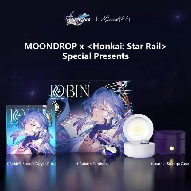 Alt view image 7 of 7 - Moondrop Robin Earphone Honkai Star Rail Robin's Earphones TWS Hybrid Dynamic Driver + Planar Driver ANC TWS Earphones (English Version)
